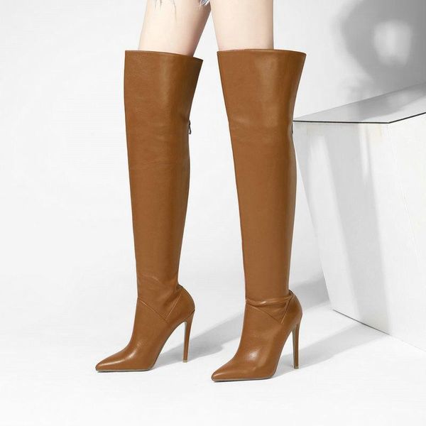 

winter women's shoes europe and the united states stiletto high heel high boots zipper over the knee boots ladies pu, Black