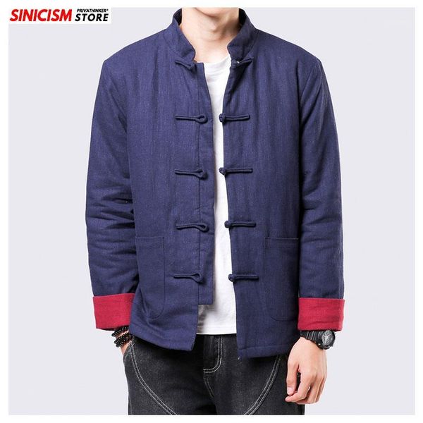 

sinicism store traditional vintage warming jacket men chinese style streetwear 2020 autumn thicken solid coat male1, Black;brown