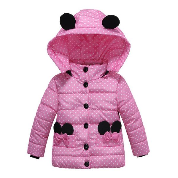 

fashion children's winter coat baby girls thick coat padded dot bow winter jacket clothes warm down jacket cotton clothing, Blue;gray