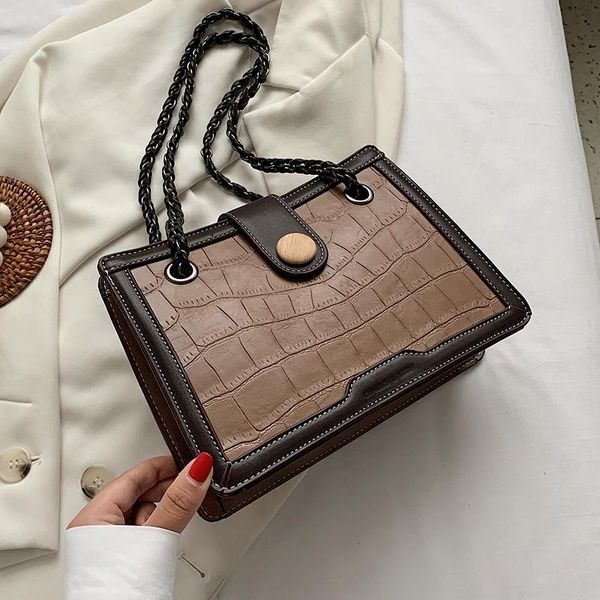 

stone pattern design pu leather handbag for women 2020 female chain shoulder bag luxury vintage crossbody bags ladies travel bag