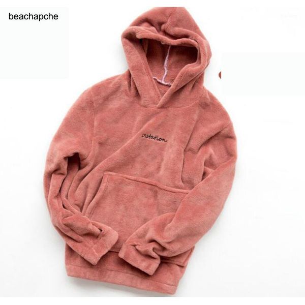 

beachapche 2020 autumn winter women sweatshirt lovely solid color fleece hoodies casual kawaii plush warm sweat women1, Black