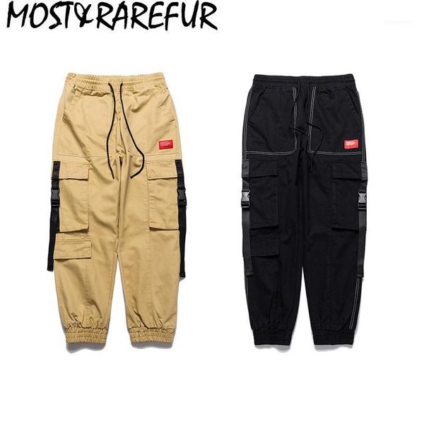 

hip hop loose cargo pants pockets thick winter men pants1, Black