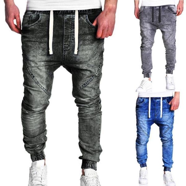

new plus size harem jeans men winter vintage denim jeans autumn fashion elastic waist stretch streetwear male skinny 3xl1, Blue
