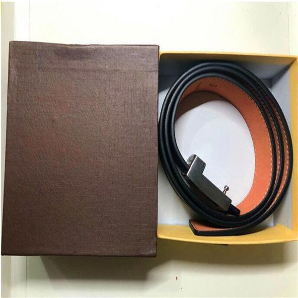 

fashion belts men belts genuine leather women belts classical belt solid gold smooth big buckle black belt vv 3.8cm width with box, Black;brown