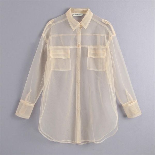 

кондиционер рубашка блуза лето 2020 новая мода прозрачный mesh see through blusa modern lady солнцезащитный длинные рубашки, White