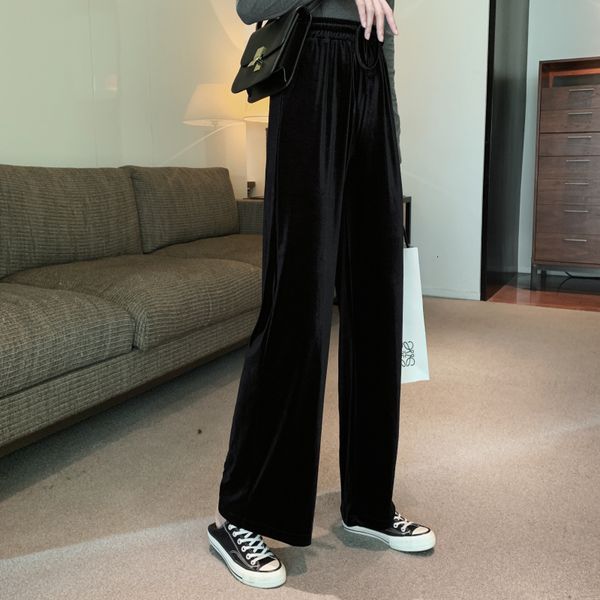 

2020 autumn new korean loose high waist straight wide leg velvet casual thin pants women's wear