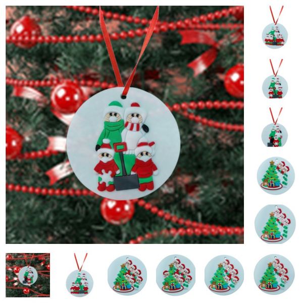 

christmas ornament round hang decorations diy personalized quarantine family girts pvc xmas tree snowman pendants cartoon supplies e102604