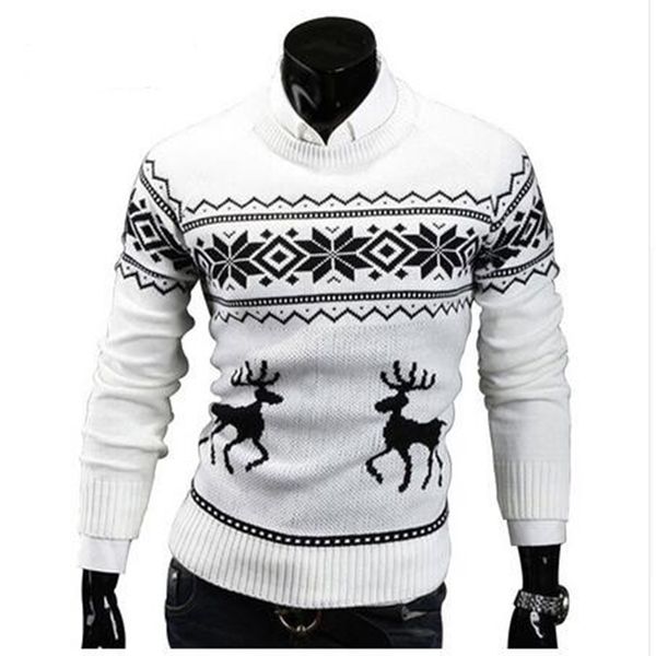 

deer christmas sweaters for man o neck casual pullover male sweater men jumper mens knitwear sueter slim winter sweters 201120, White;black
