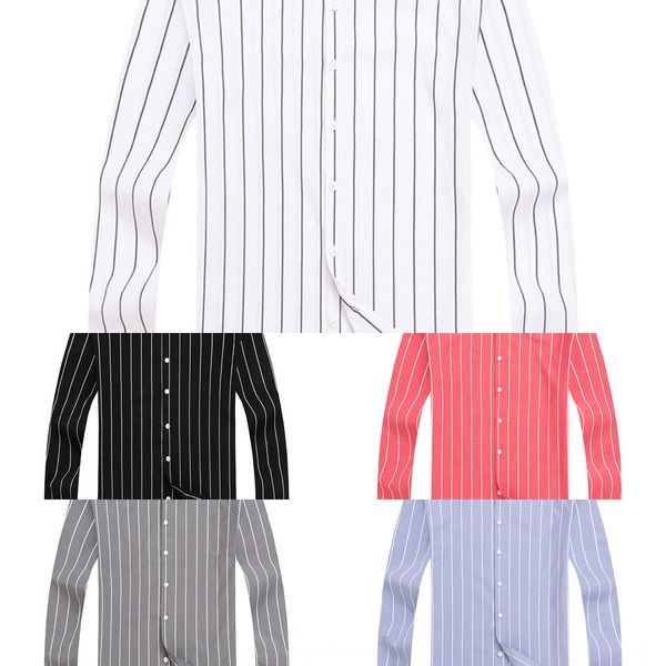 

early 2020 autumn men's korean fashion handsome inch shirt spring autumn slim new long sleeve striped shirt 3ucuu, Blue
