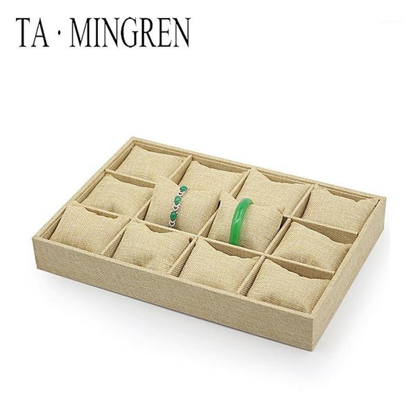

new arrival fashion bracelet display jewelry tray linen custom jewellery display tray1, Pink;blue