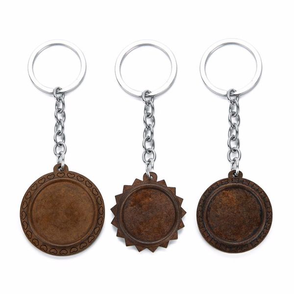 

louleur brown wood cabochon base 25mm 30mm dia blank wooden key ring pendant trays for diy key chain jewelry accessories making bbyizo