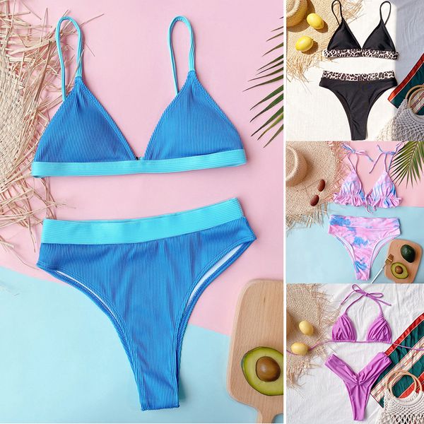

discount fashion women bikini set bra swimsuit bandage push up swimwear ladies girls beachwear stitching style four