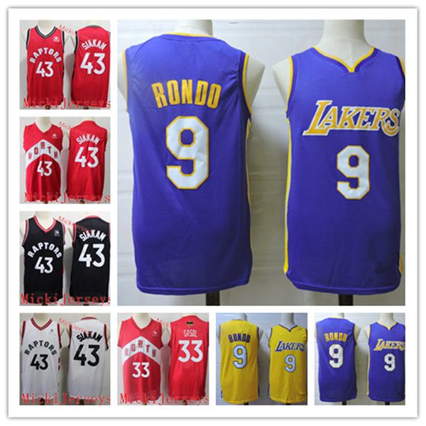 

mens #9 rajon rondo jersey stitched #33 marc gasol #43 pascal siakam jersey s-3xl, Black