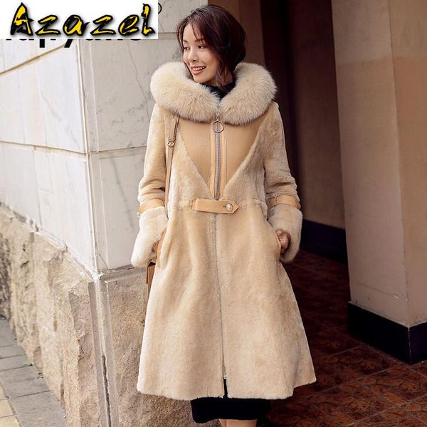 

natural real fur coat female winter women clothes 2020 fur collar genuine leather mink wool jacket double-faced zt4089, Black