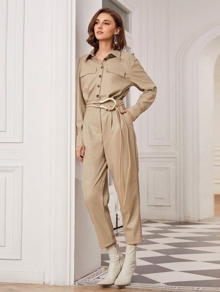 

motf premium pu leather jumpsuit without belt 41zs#, White