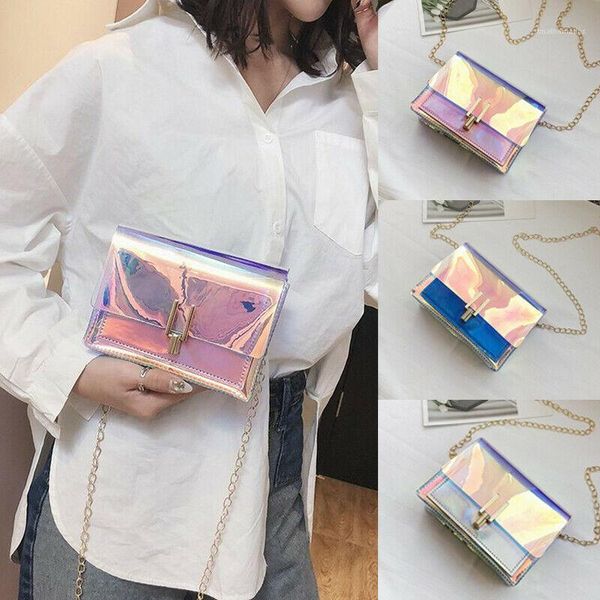 

fashion women handbag transparent handbag small mini phone waist pack messenger laser shoulder bag1
