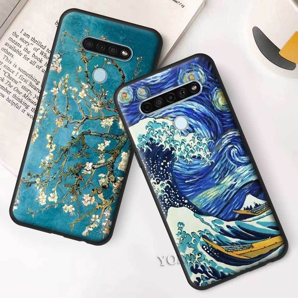 

43fgcase for lg soft k40s k41s k61 k50s g6 g7 g8 thinq k40 k51s q51 q70 q60 q61 black phone cover paintings starry night van gogh