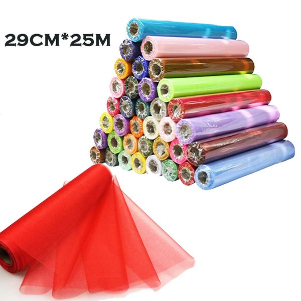 29 cm x 25m rolo de tule organza rolo vermelho azul tulle organza decoração de tecido para DIY meninas tutu saia presente decoração festa y200903