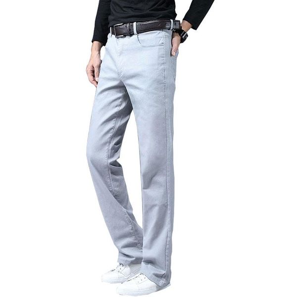 

men's micro-flare denim trousers korean version of elastic casual classic designer flared pants gray flared pants size 28-36, Blue