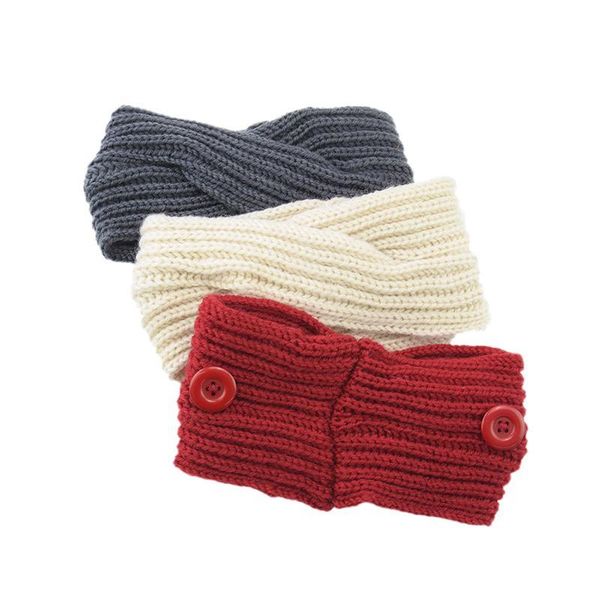 

winter women headband with button ear warmer solid color cross twist knitted hairband headwrap bandage turban hair accessories q bbyvqt