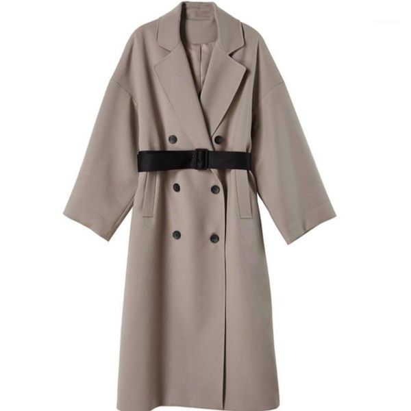 

plus size women woolen coat double-breasted coat overcoats winter1, Black