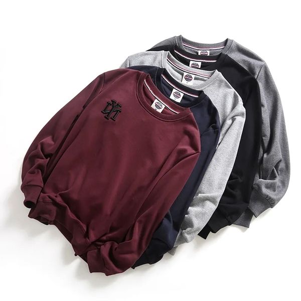 

a jian's independent fashion embroidery n-series trend autumn and winter terry sweater men's surface layer frosted solid color pul