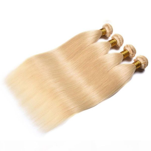 

russian blonde virgin human hair weaves with frontal 4bundles pure 613 blonde hair wefts straight with 13x4 lace frontal closure 5pcs lot, Black;brown