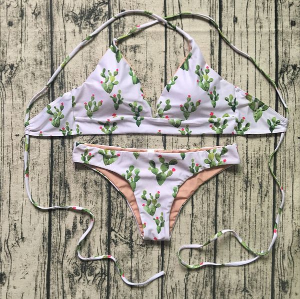 

cactus print two piece swimsuit bikini