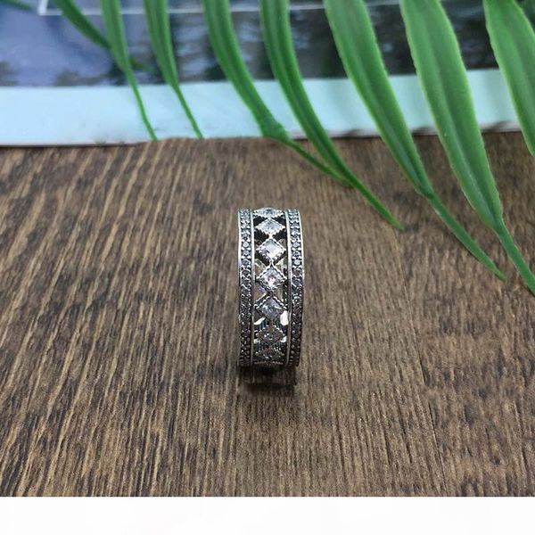 

100% 925 sterling silver european pandora jewelry vintage fascination ring with clear cubic zirconia fashion charm ring