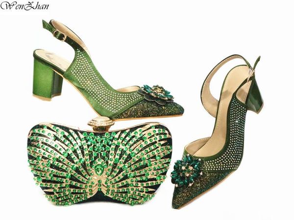 

african italian shoes and bag sets for evening party with stones crystal italian set handbags with matching bags wenzhan 203-6, Black