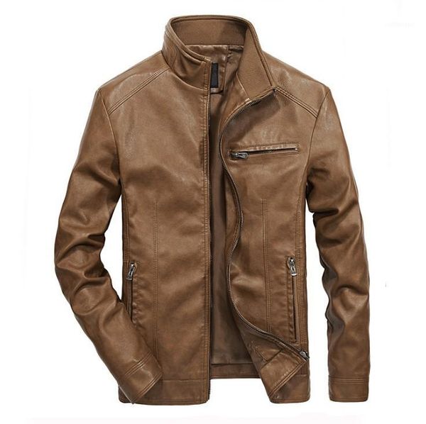 

cysincos 2019 pu leather jackets men autumn solid stand collar fashion men jacket jaqueta masculina 5xl1, Black