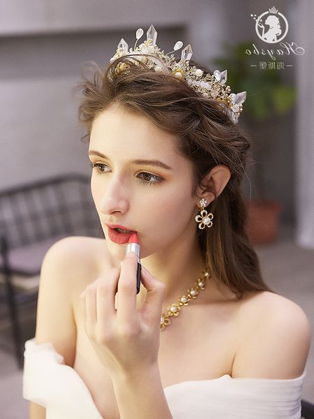 

iaccessories bridal headdress grand luxury european dress golden baroque crown female wedding hair ornament, Silver