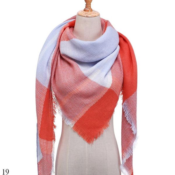 

2020 новый дизайн бренда шарф женщин мода plaid knit кашемира шарфы зима lady шали треугольник пашмины бандана foulard wmtzym bdesybag, Blue;gray