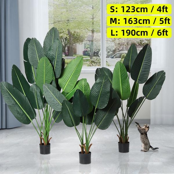 

decorative flowers & wreaths s/m/l artificial plants tropical monstera banana leaves simulation leaf for hawaiian theme party decor home gar