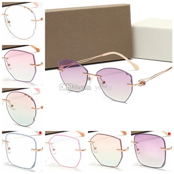 

luxury sunglasses for 2020 women designer sunglasses women rimless sun glasses silver gold oversized sunglasses, White;black