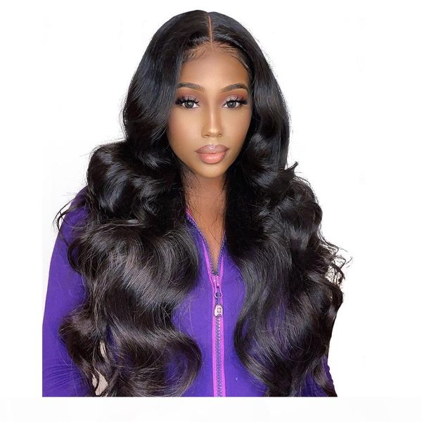 

body wave hair wigs glueless virgin unprocessed peruvian human hair natural looking long black body wavy lace front full wigs for women, Black;brown