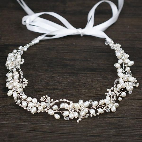 

trendy handmade pearl headband for bridal weeding silver color rhinestone hairband tiara hair accessories headpiece, Golden;silver