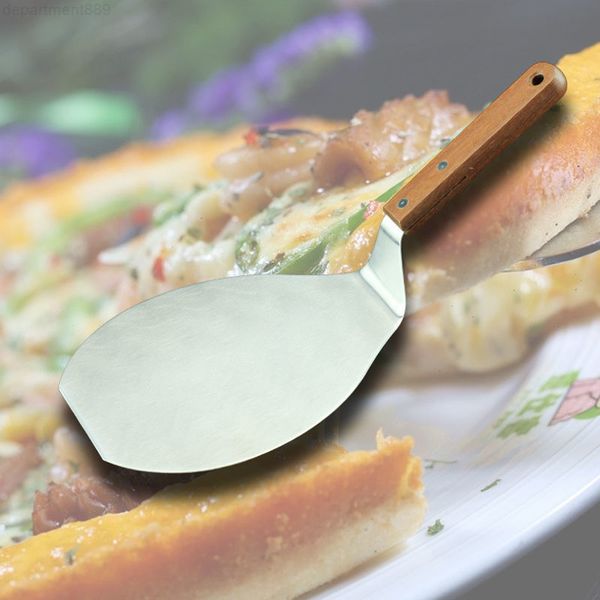 

50pcs wood handle stainless steel cake lifter server cookie spatula big pizza shovel baking tool accessories za4901