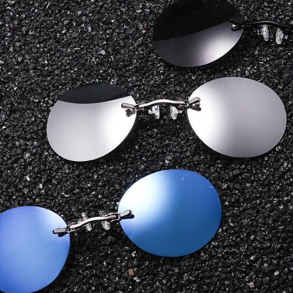

sunglasses nose clip metal retro round mini men and women fashion net red movie fan glasses, White;black