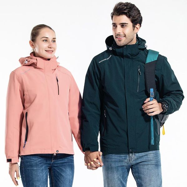 

outdoor soft shell jacket for men and women, two-piece blazer, windproof and waterproof mountaineering suit for lovers, Tan;black