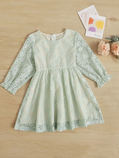 

toddler girls flounce sleeve lace dress she01, Red;yellow