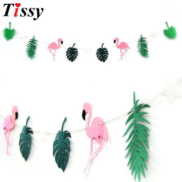 

1set non-woven flamingo cocunut leaves garland banner summer party garland birthday tropical pool hawaiian party flamingo decor1