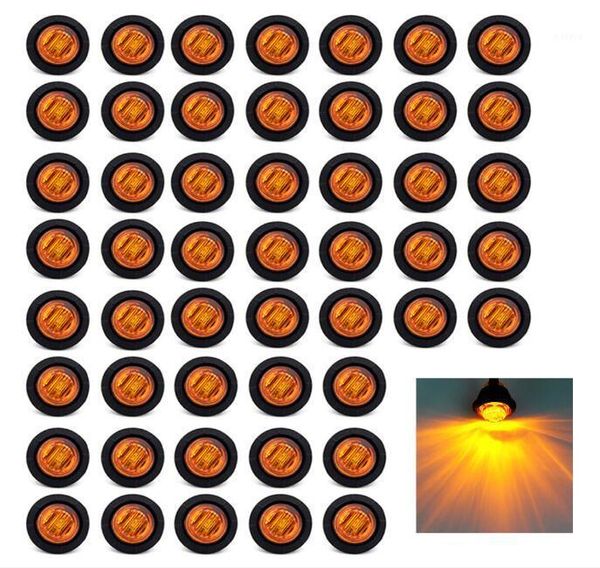 

other lighting system 50x mini 12v 3/4" round side 3 led marker trailer license light car styling1