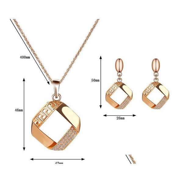 

s764 new europe wedding party casual jewelry set womens square rhinstone pendant neck sqcukn homes2007, Silver