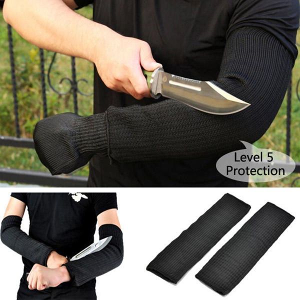 

1 /2 pair cut-resistant arm guard sleeve outdoor work safety protection product black anti-cutting protective glove sleeves, Black;gray