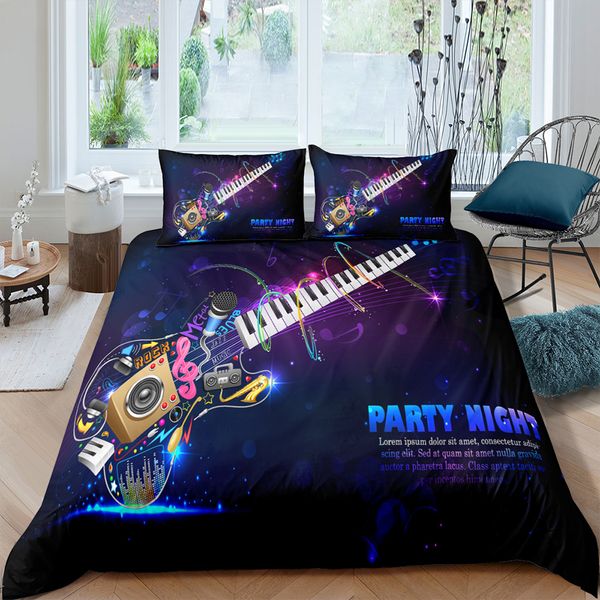 

homesky 3d guitar bedding set 100% microfiber child 1 duvet cover+1/2 pillowcases single double  full king size decor 1012
