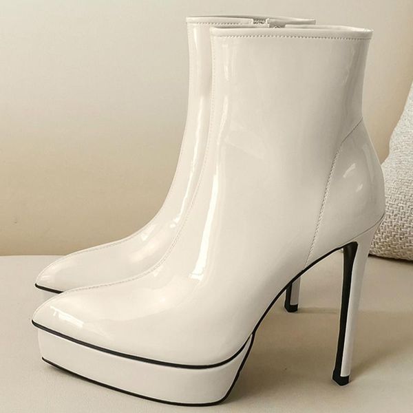 

fashion ankle boots women shoes genuine leather winter boots 2020 pointed thin high heels women's short shoes quality, Black