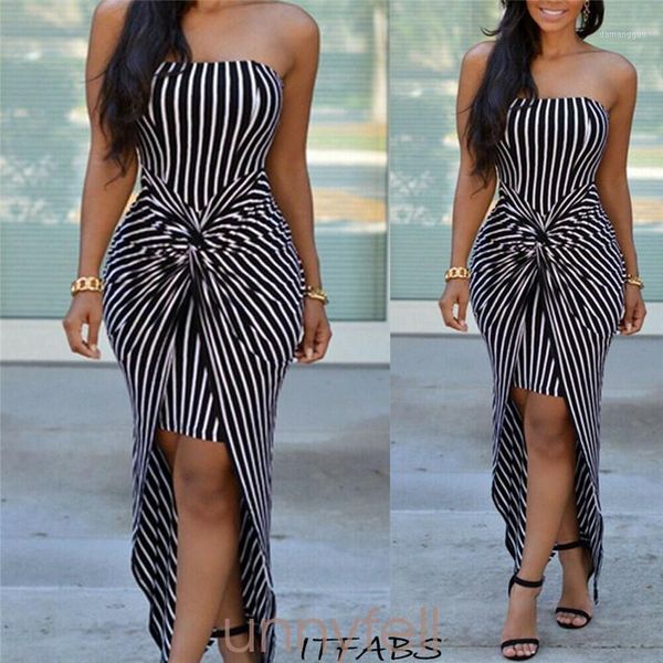 

2019 fashion women summer striped slim off shoulder dress party long strapless maxi dress gown dresses new arrival1, Black;gray