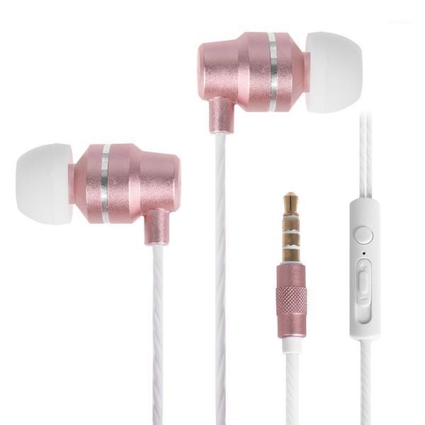 

universal metal in ear earphone wired rose golden earbuds super bass earpiece with microphone volumn control for mobile phone1