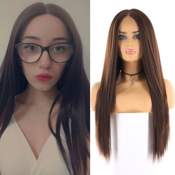 

black women lace front wig for women color long straight hair wigs, Black;brown